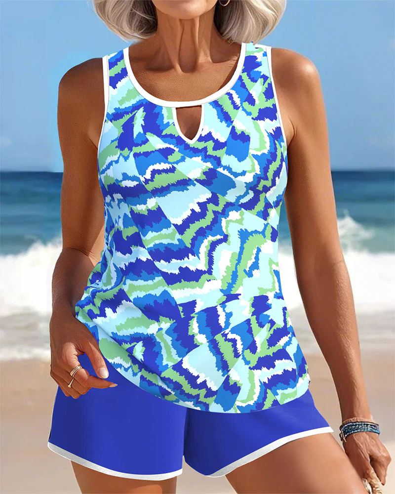  Mid Waisted Tummy Coverage  Tankini Set