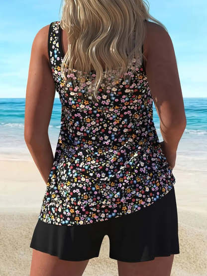 Floral Printed Tummy Coverage Tankini Set