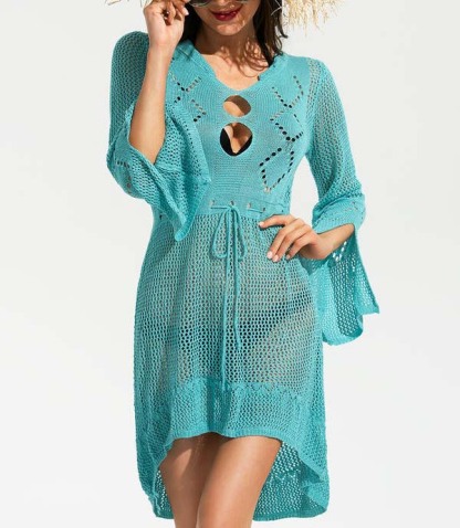 Solid Color V-Neck Sexy Cover-ups Swimsuits