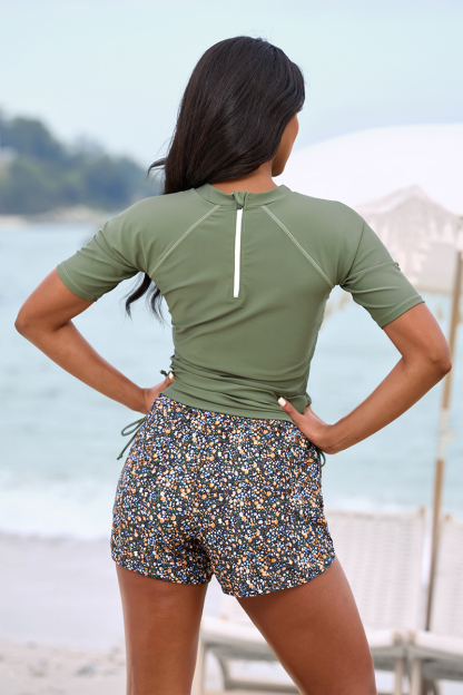 Short-Sleeved Sporty Tankini Top And Short  