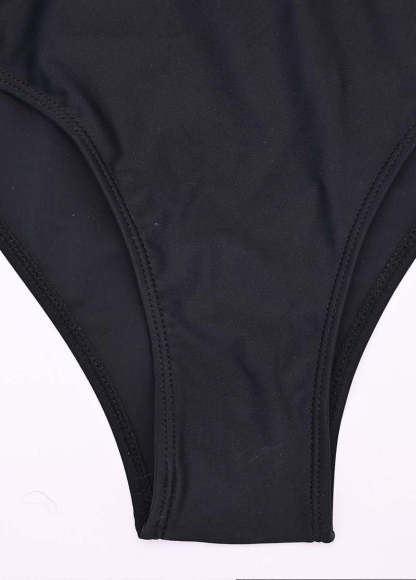 Black Textured Mesh Swim Skirt Bottom