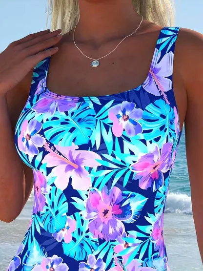 Floral Print One Piece Swimsuit