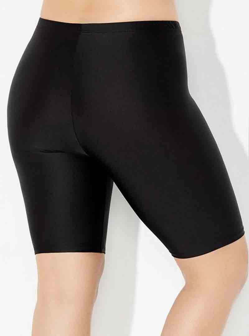 Solid Black Knee‑Length Swim Shorts