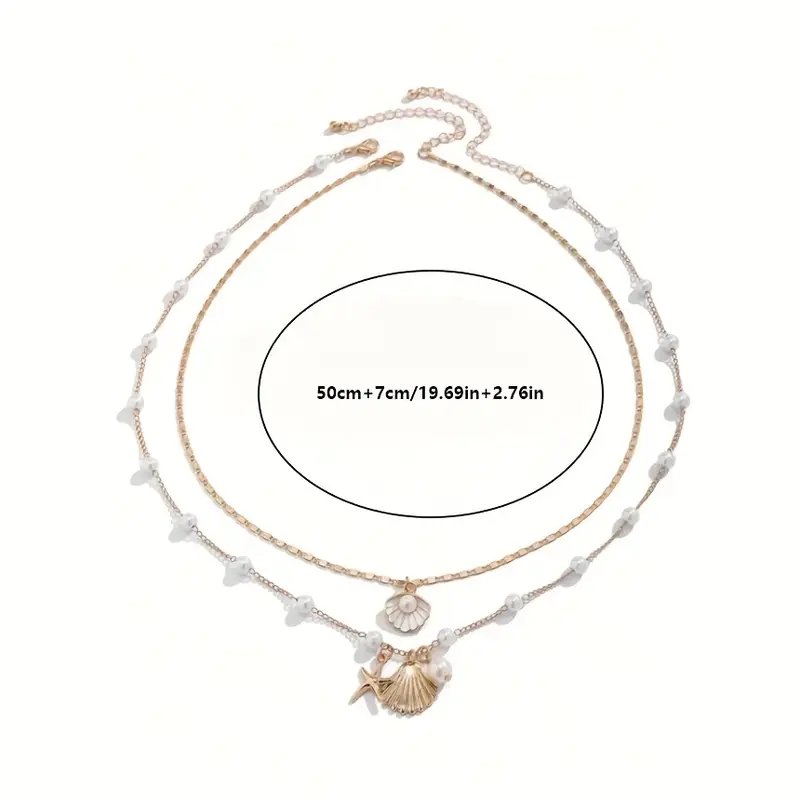 Beach Starfish Necklace] 2pcs Beach Metal Starfish Necklace