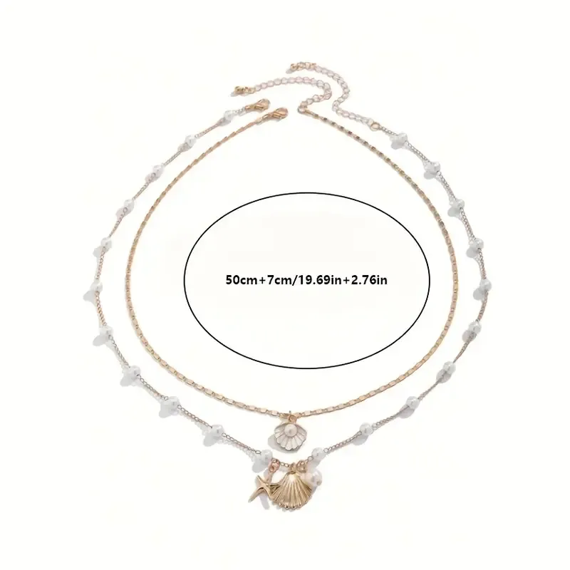 Beach Starfish Necklace] 2pcs Beach Metal Starfish Necklace