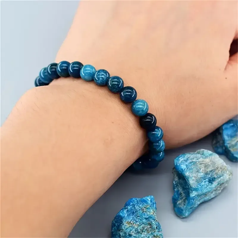 1pc Natural Blue Apatite Beaded Bohemian Bracelet