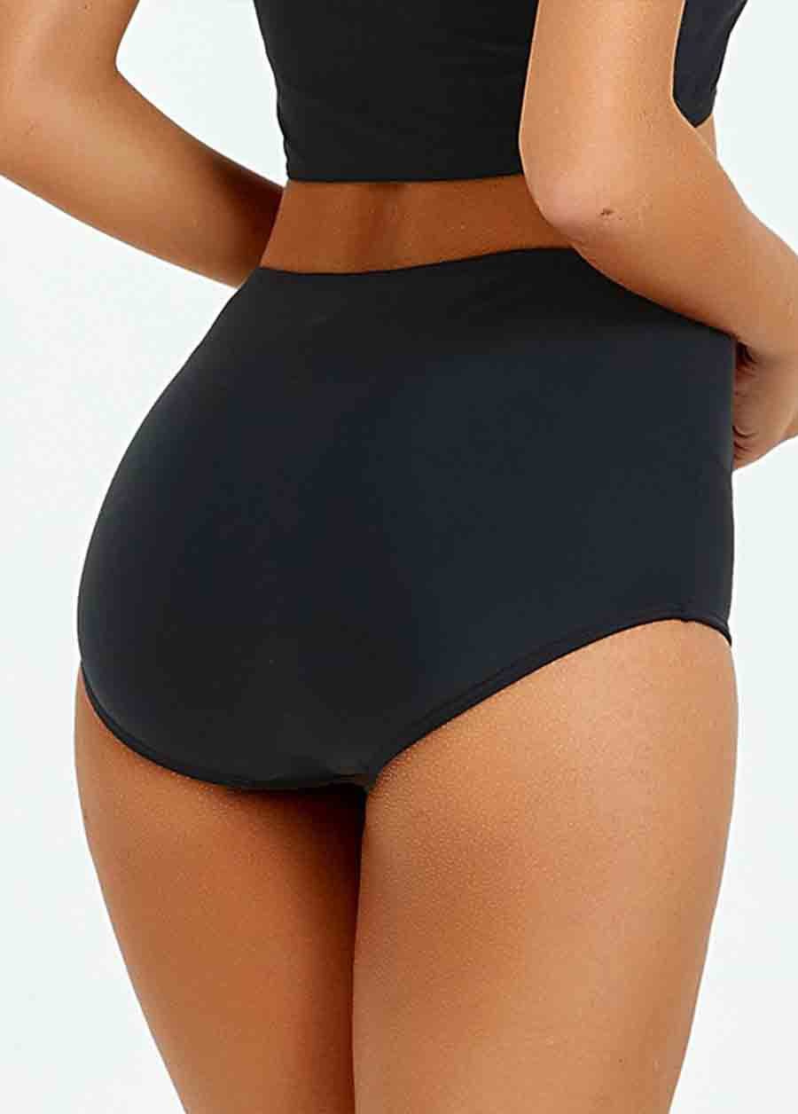 Black High Waist Swim Boyshort Bottom