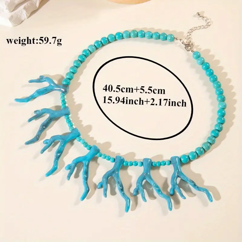 Handmade Bohemian Acrylic Coral Beaded Necklace