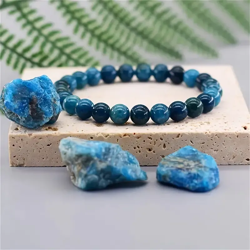 1pc Natural Blue Apatite Beaded Bohemian Bracelet