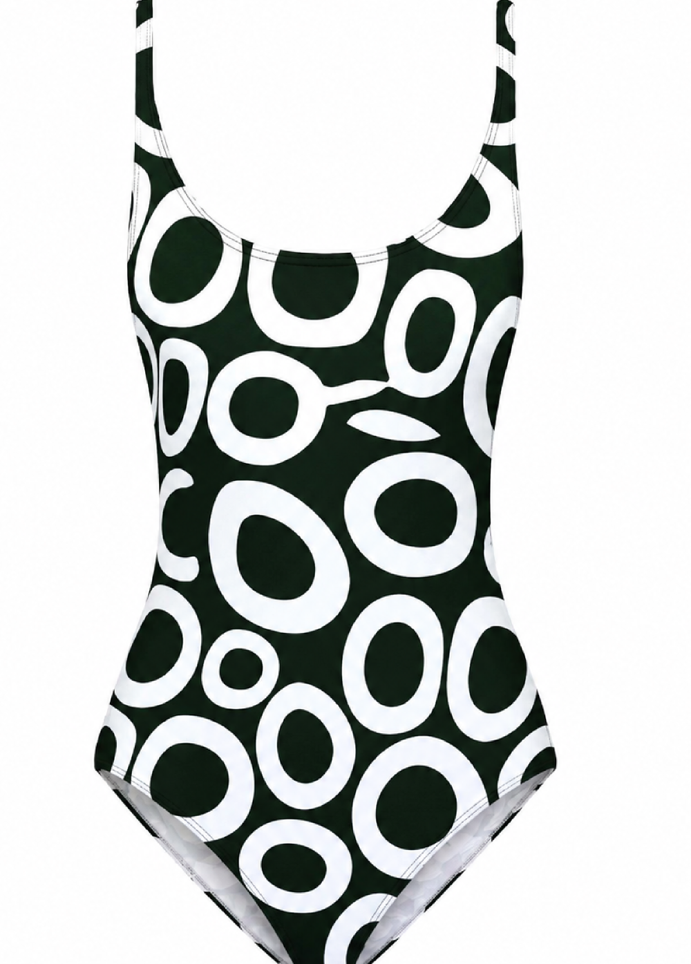 Black & White Geometric Ring Print One-Piece Swimsuit