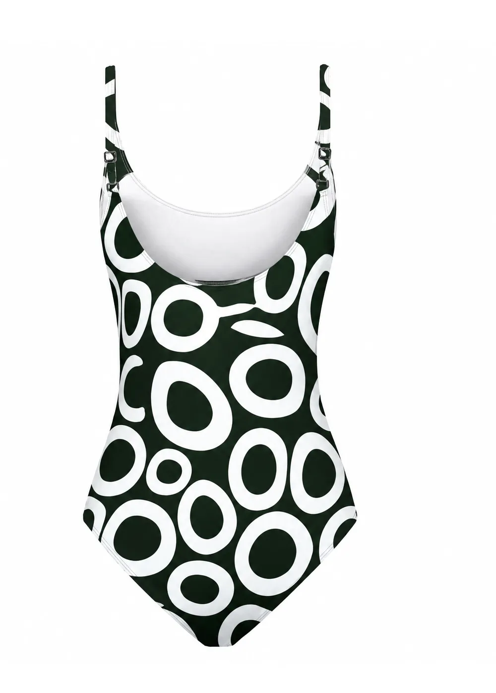 Black & White Geometric Ring Print One-Piece Swimsuit