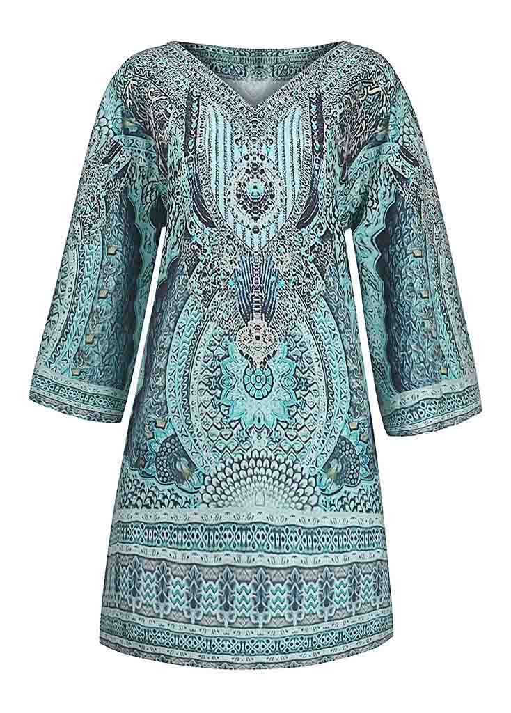 Printed Strap V-Neck Fresh Cover-ups