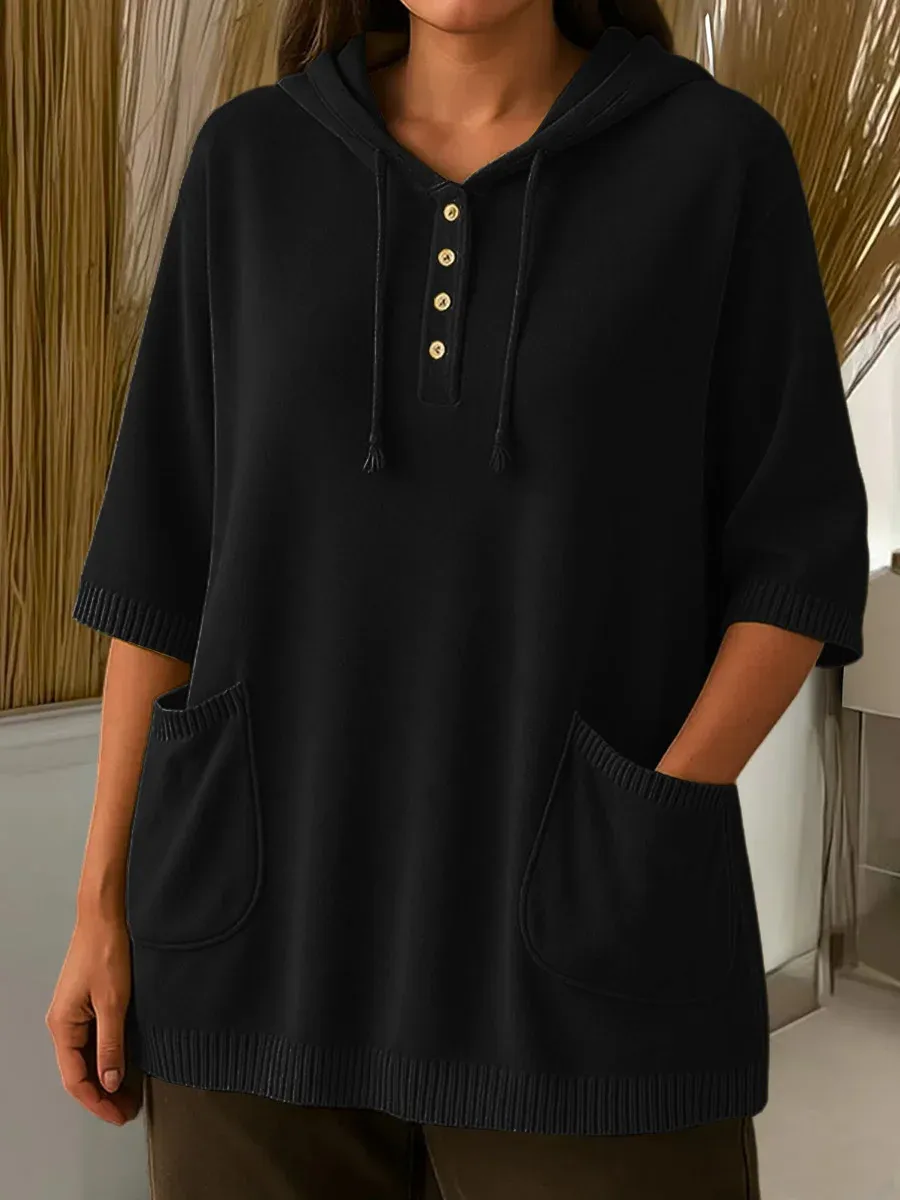 Medium Sleeves Knitting  Hoodie