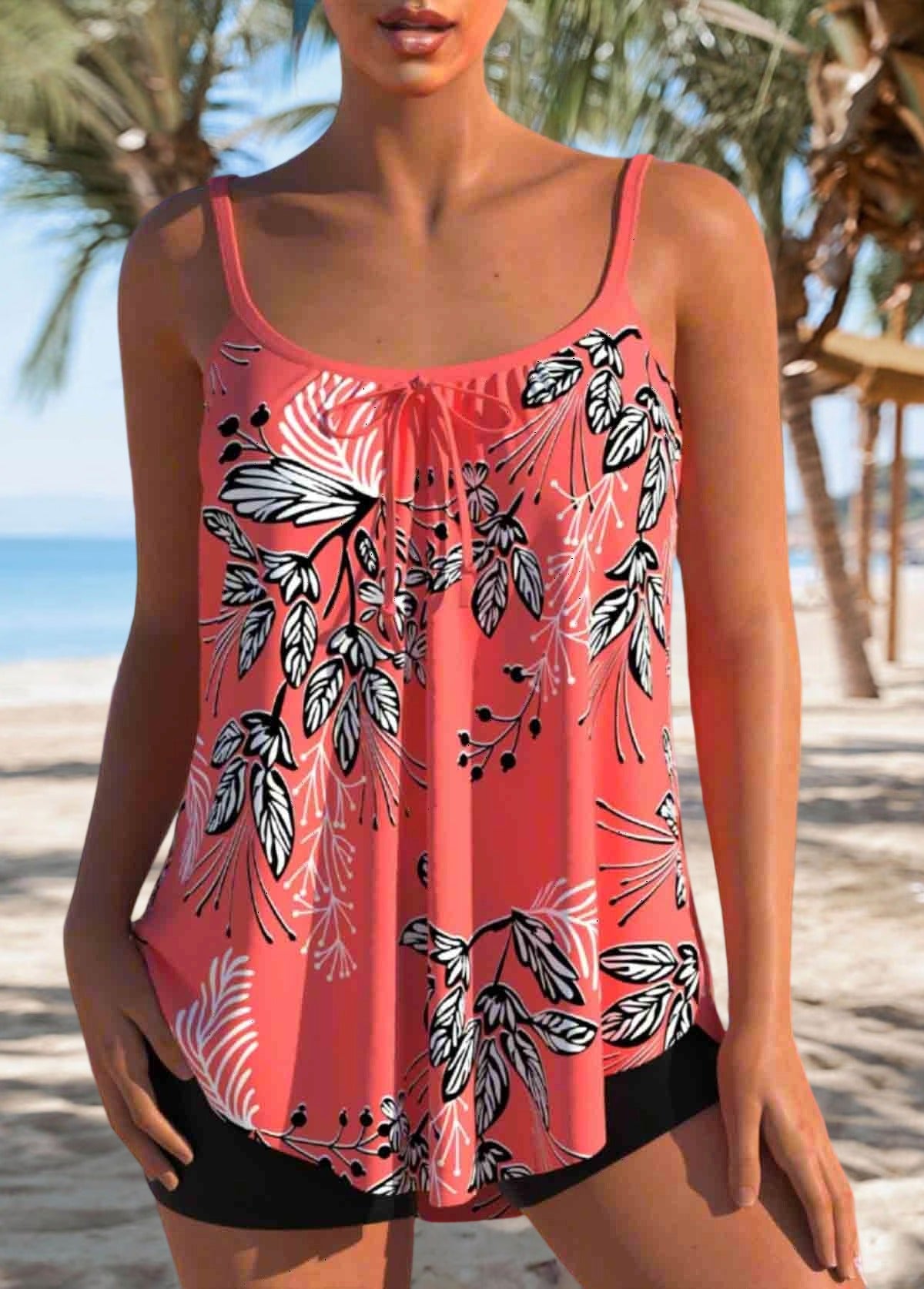 Floral Print Tummy  Tankini Top