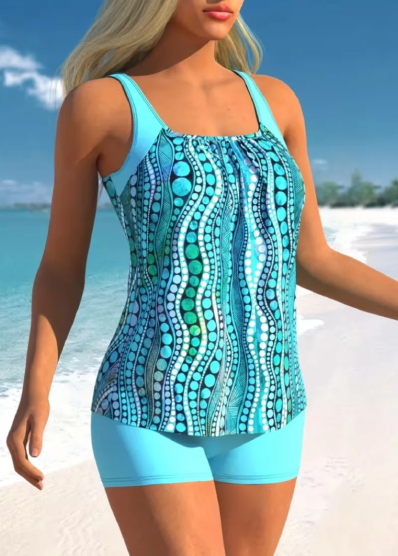 Mid Waisted Printed Tankini Set