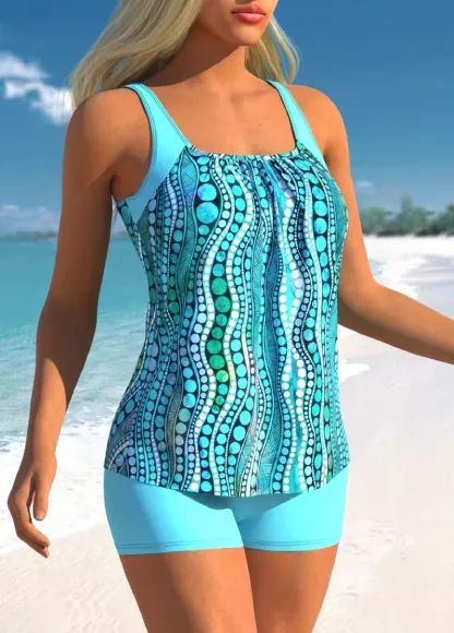 Mid Waisted Printed Tankini Set