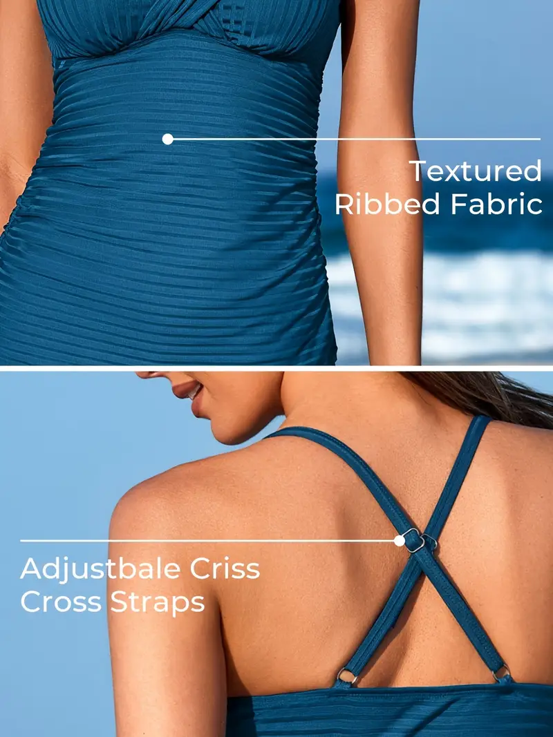  Flattering Tummy Control Twist Front Tankini 