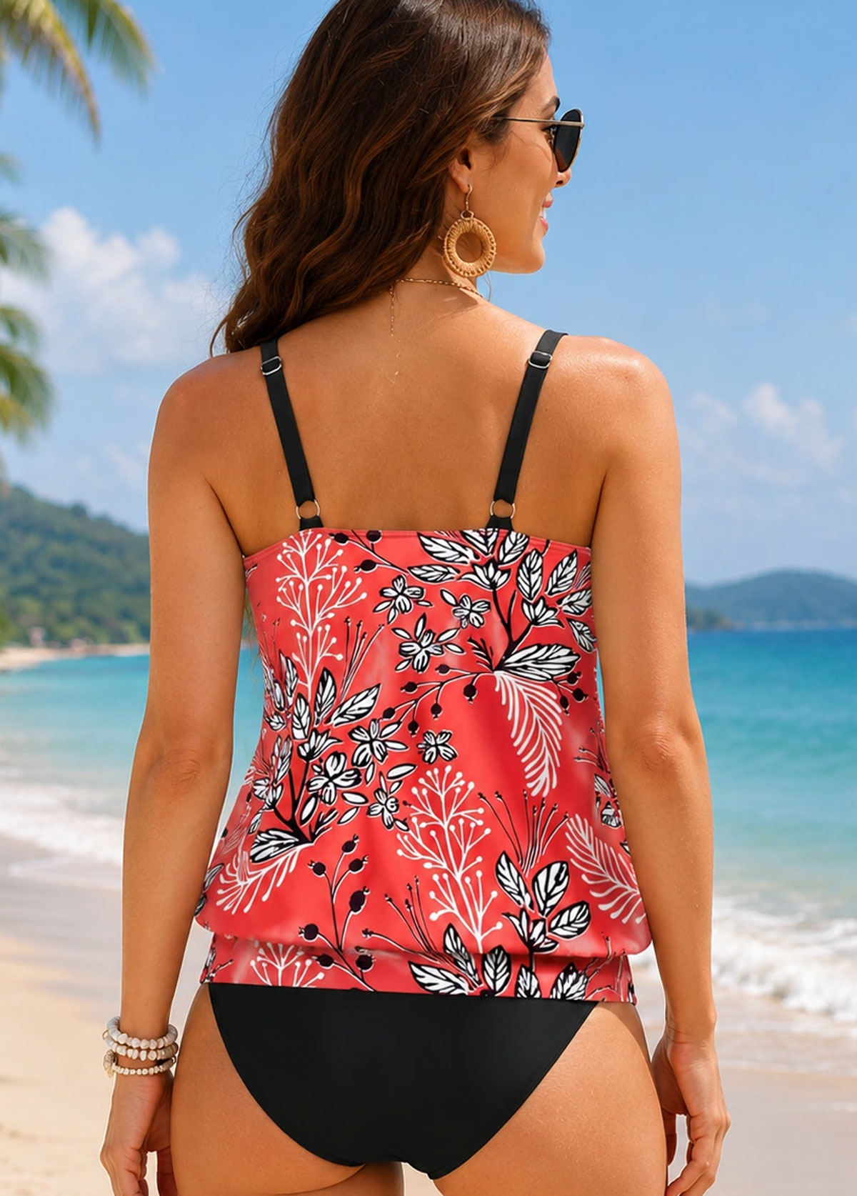 Women’s Floral Print  Tankini Swimsuit Set