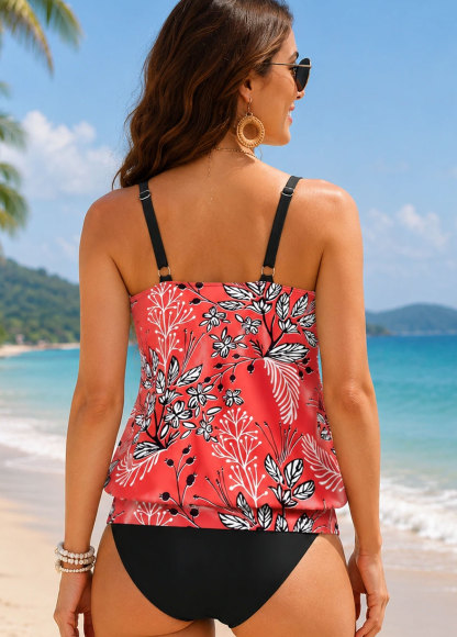 Women’s Floral Print  Tankini Swimsuit Set