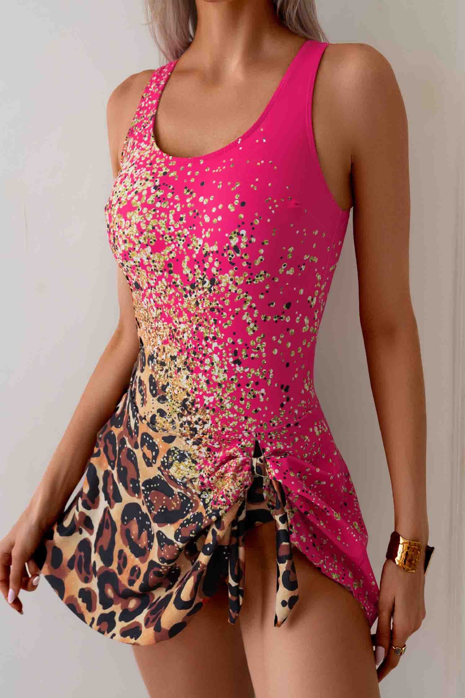Floral Print One Piece Swimdress And Panty