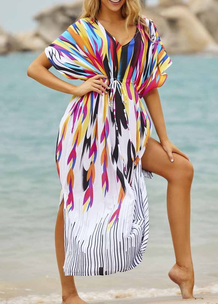 Floral Printed Wrap Cover Up For Beach