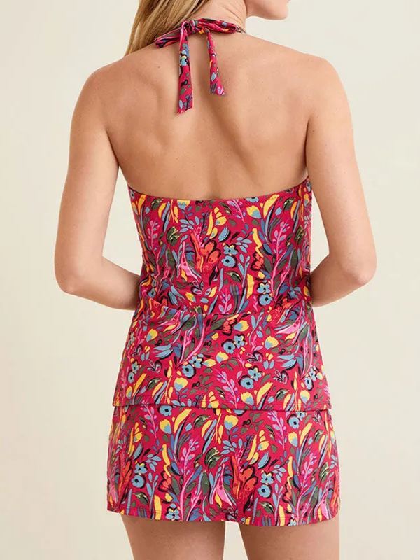 Floral Print Mid Waisted Tankini Set