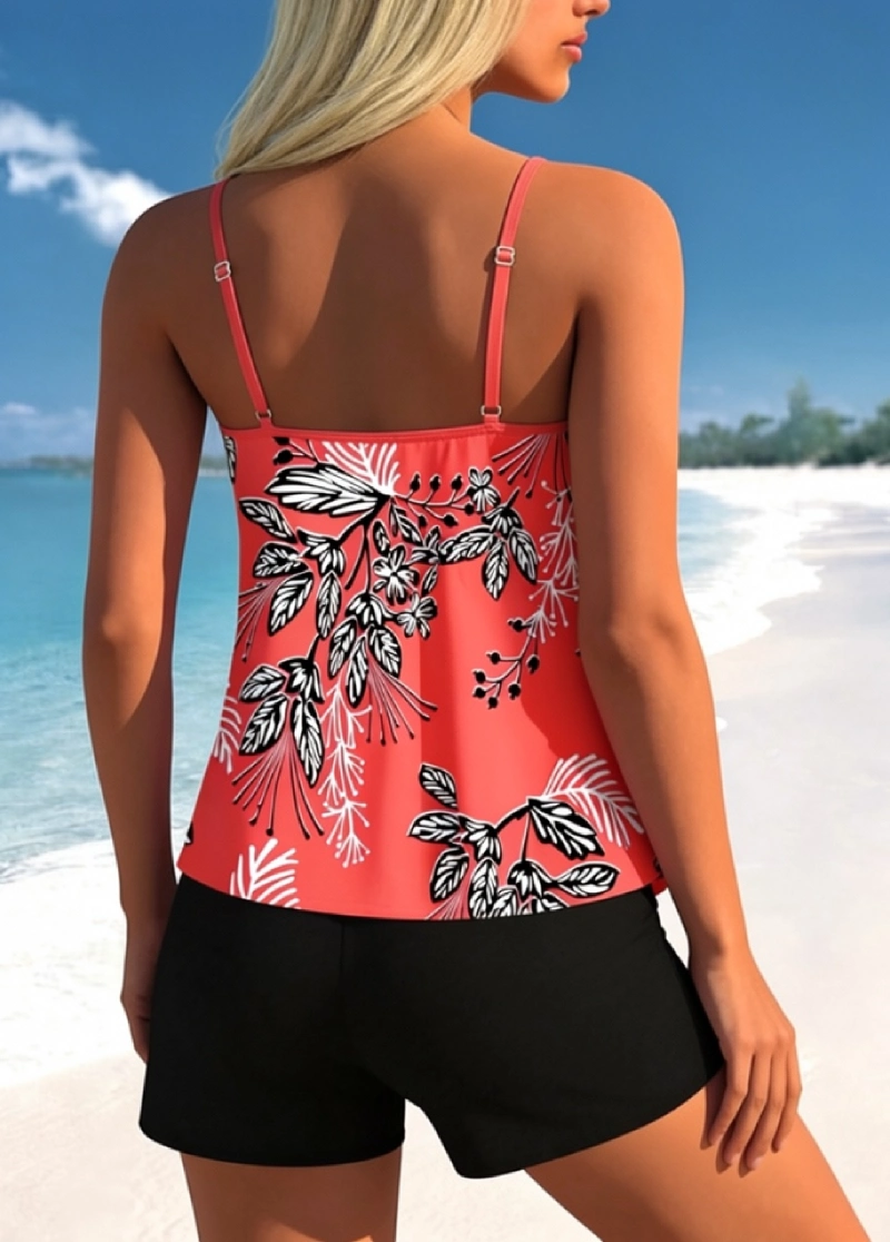 Floral Print Tummy  Coverage   Tankini Set