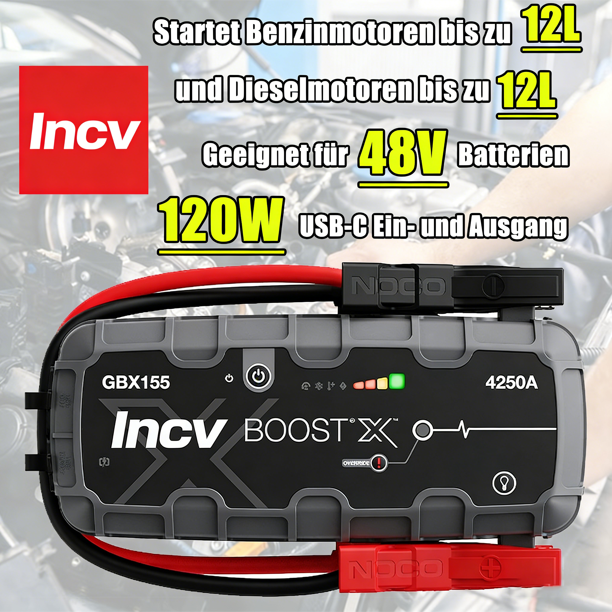 【LNCIV Jubiläum】LNCIV Boost X GBX155 4250 A 12 V UltraSafe Lithium-Starthilfegerät