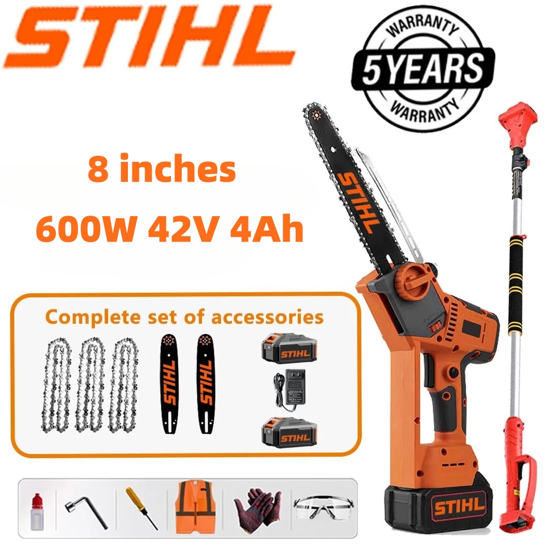STIHL 1500W-os teleszkópos láncfűrész – lítium akkumulátorral és hosszabbító rúddal