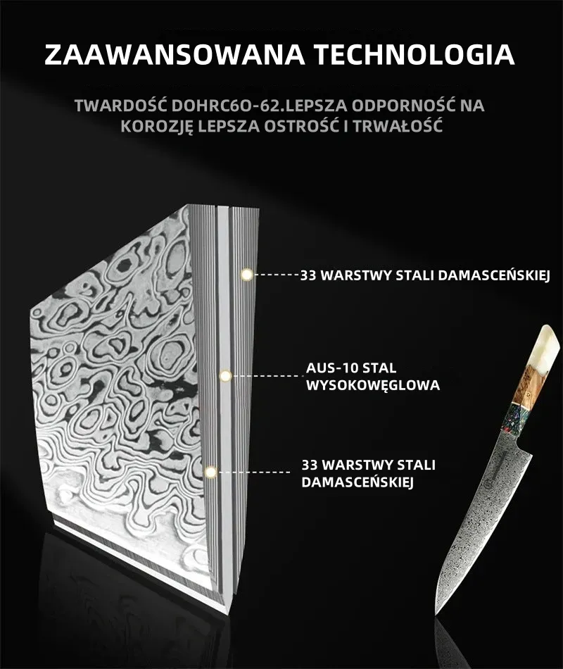 LIMITOWANA EDYCJA: 5-ELEMENTOWY ZESTAW NOŻY DAMASCEŃSKICH KASUMI™ | HYPER-VG10 62HRC | GWARANCJA DOŻYWOTNIA