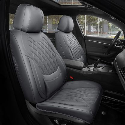FREESOO Autó Üléshuzat Szett – Műbőr Nappa Üléshuzatok, Légáteresztő, Vízálló Első Ülésekhez, Deréktámaszos Párnával, Univerzális Méret Szedánokhoz, SUV-okhoz és Pickup-okhoz