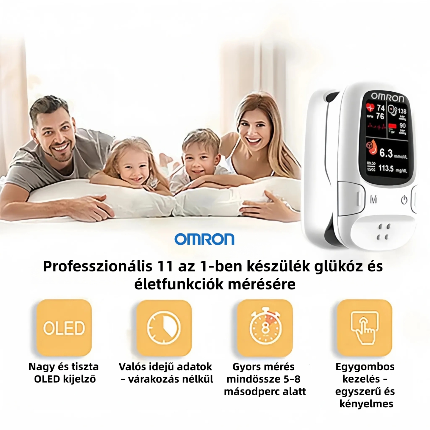 Omron™ bemutatja az új, szúrásmentes intelligens vércukorszint-mérőt – kényelmes és modern megoldás a mindennapi ellenőrzéshez