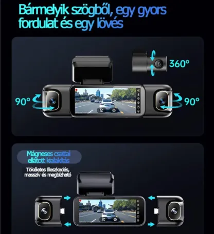 AI Vezérelt 4K Ultra HD Autós Kamera 360° Panoráma Nézettel, Éjjellátással és GPS Nyomkövetéssel