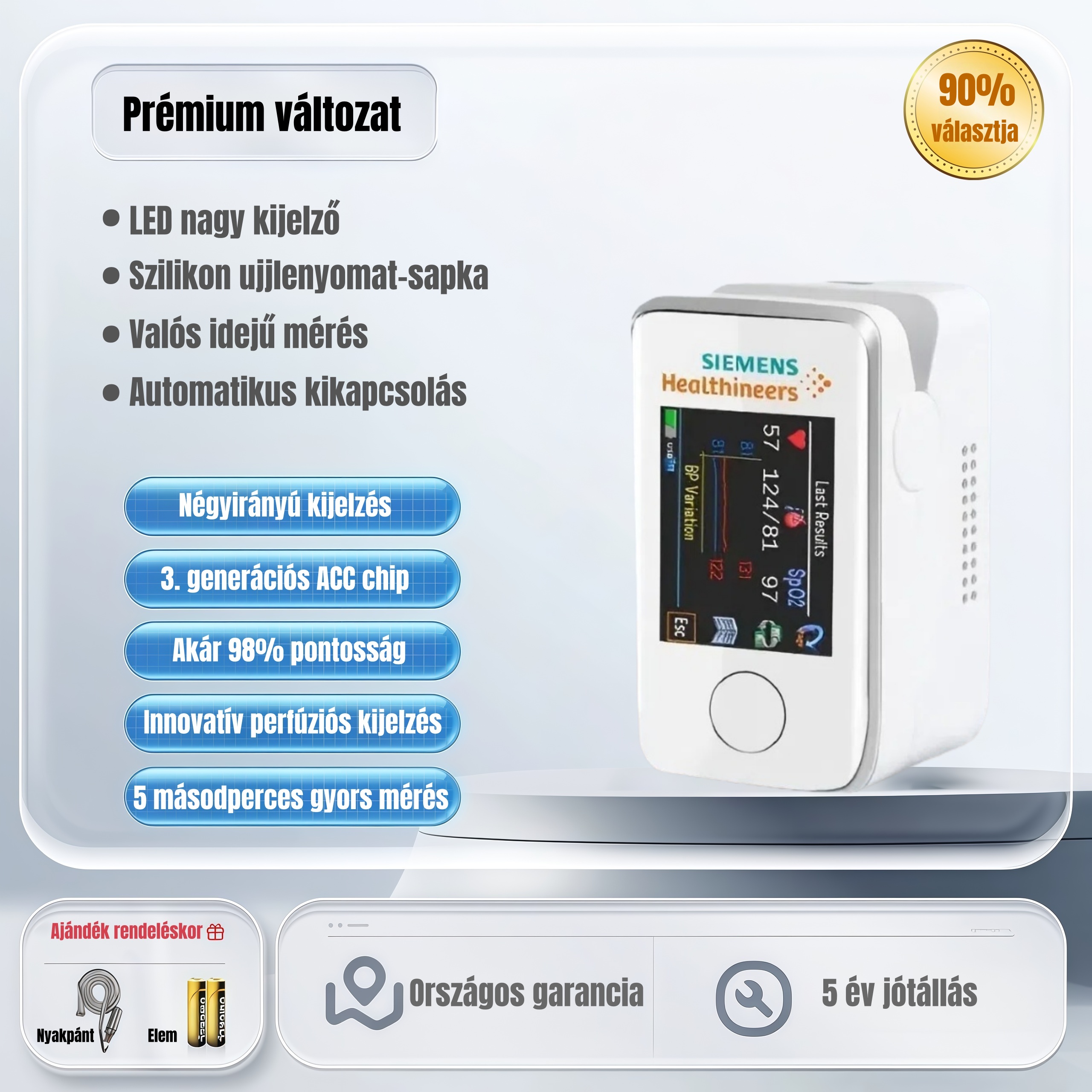 Ujjra csíptethető mérőeszköz