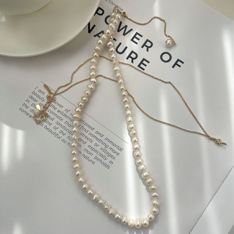 📿 Colier de perle de apa dulce placat cu aur de 18k