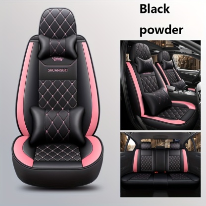 Set de 5 huse de scaun auto Pachet complet Pernă de scaun auto din piele PU Husă de scaun auto universală Set complet compatibil cu modelele cu cinci locuri