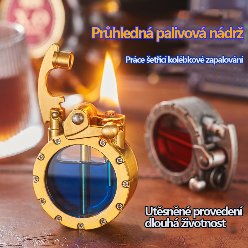 Personalizovaný a kreativní retro průhledný viditelný petrolejový zapalovač olejové nádrže