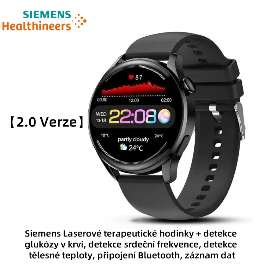 Hodinky Siemens s laserovou terapií: osobní asistent pro sledování zdraví, monitorující srdeční frekvenci, krevní tlak a hladinu cukru v krvi