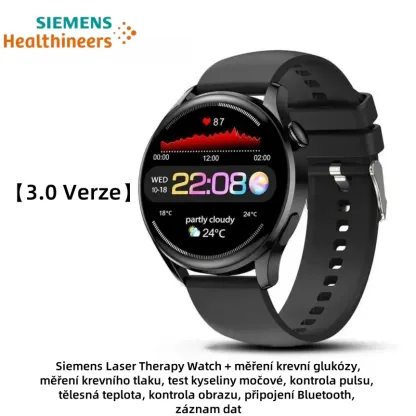 Hodinky Siemens s laserovou terapií: osobní asistent pro sledování zdraví, monitorující srdeční frekvenci, krevní tlak a hladinu cukru v krvi