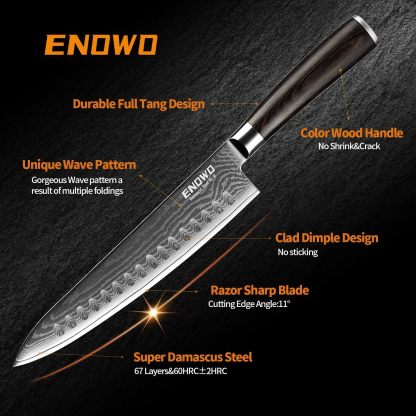 KD Damascus Chef Knife Sushi Knife Japanese VG-10 with Gift Box