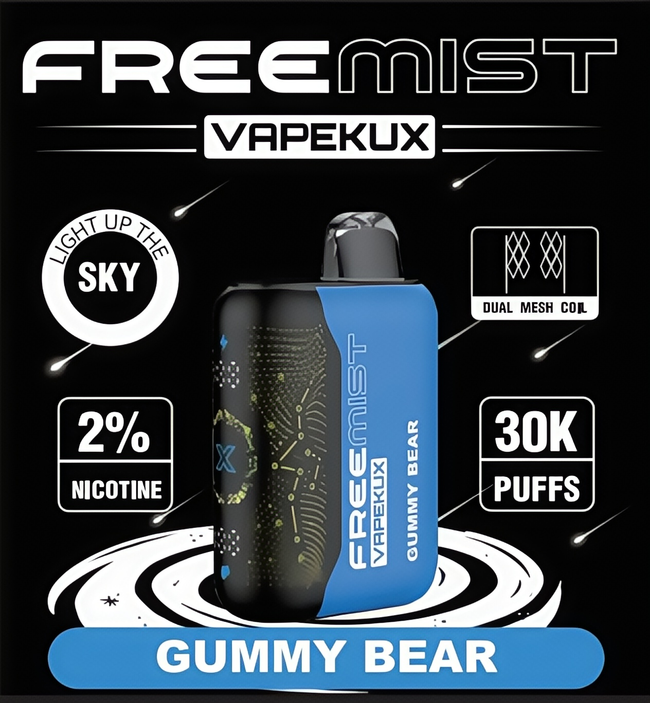 VAPEKUX 30000 Vape – Jednorazowy E-Papieros z Motywem Gwiazd i 30 000 Zaciągnięć