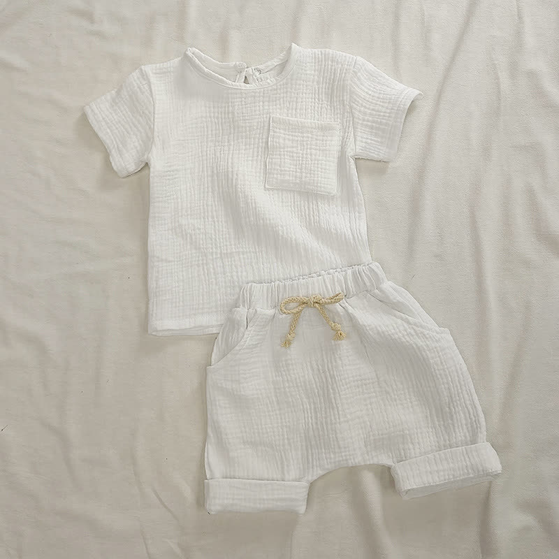 Set di maglietta e pantaloncini aderenti per neonati - Bianco - 2-3T - image 2