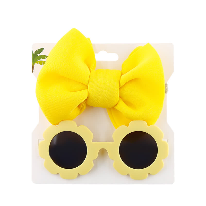 Set di occhiali da sole e fascia con fiocco per bambini - Giallo - image 13