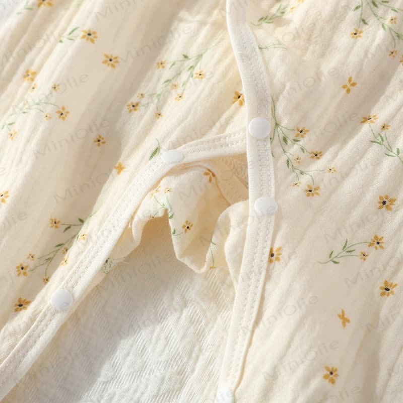 Tutina kimono beige con motivo orchidea e margherita per bambina - image 9