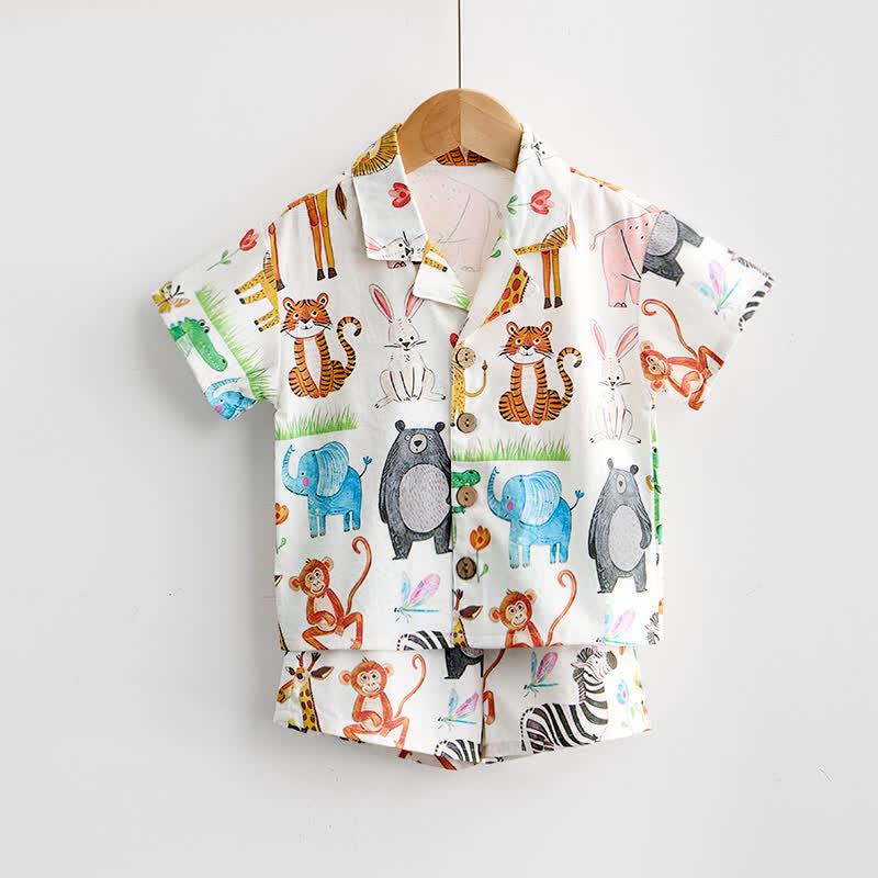 Completo da bambino composto da maglietta e pantaloncini con stampa animalier. - image 4