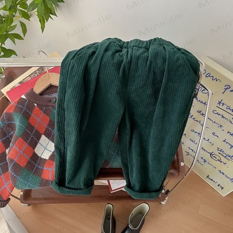 Pantaloni in velluto a coste tinta unita per bambini piccoli - image 5