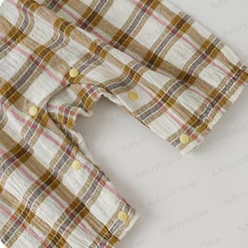 Tutina a quadri con bretelle per neonati - image 7