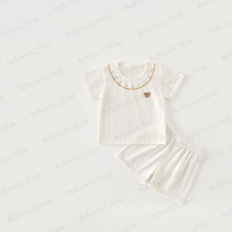 Completo due pezzi con stampa orsetto e pantaloncini - Beige - 2-3T - image 3