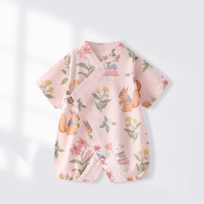 Tutina a maniche corte con stampa per neonati - Rosa - 18-24 mesi - image 3