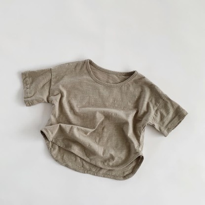 Maglietta accogliente tinta unita per bambini piccoli - Grigio - 7-9T - image 3